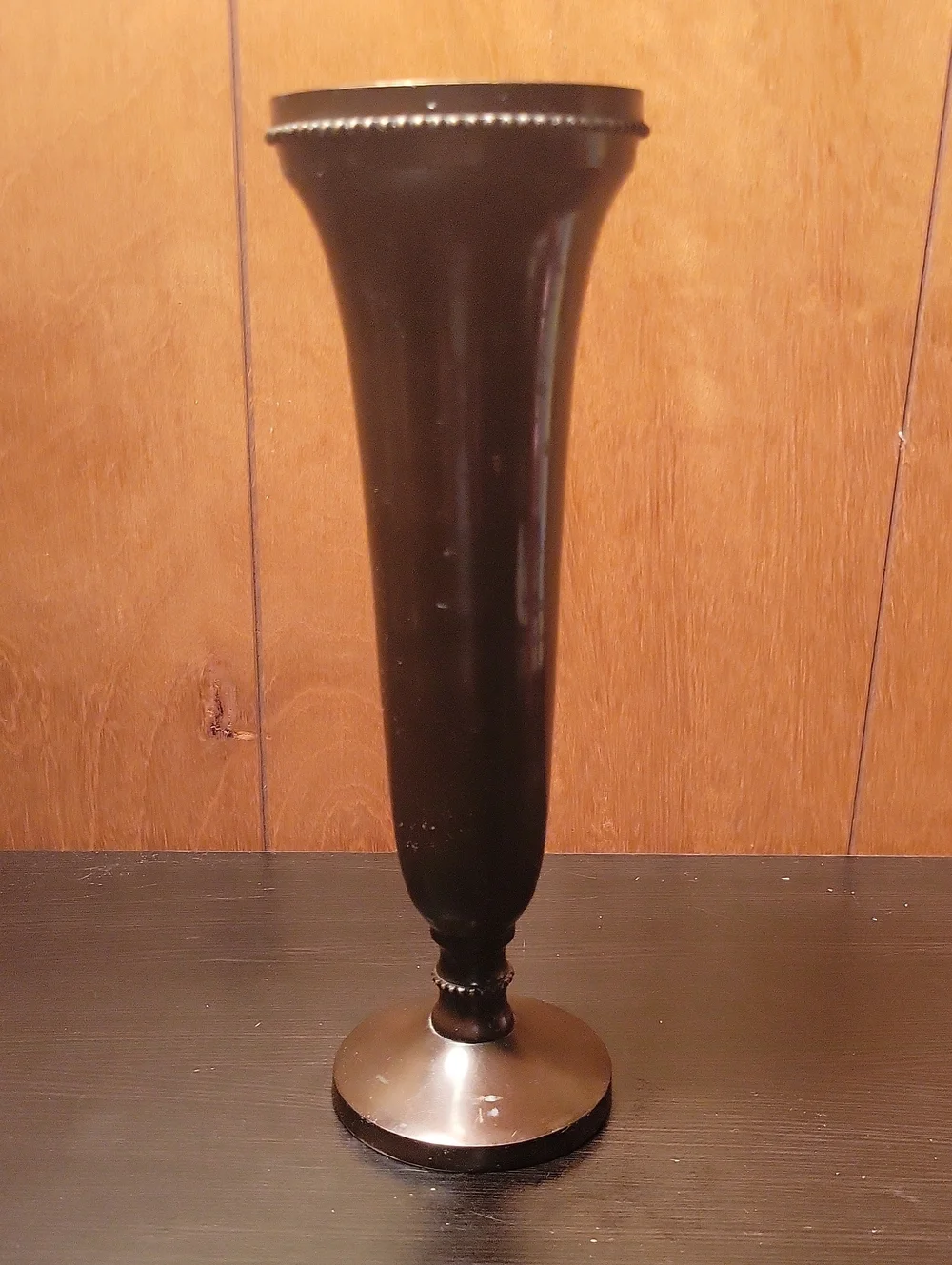 Pottery Barn Brown Tall Decorative Trumpet Vase Metal